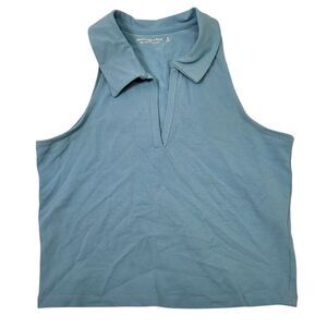 Abercrombie & Fitch Blue Sleeveless Collared V-Neck Polo Tank Top Size Medium